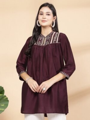 Nayam By Lakshita Mandarin Collar Embroidered Ethnic Tunic