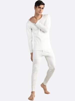 NEVA Plus Size Men Cotton Full Sleeves Mid- Rise Round Neck Thermal Set