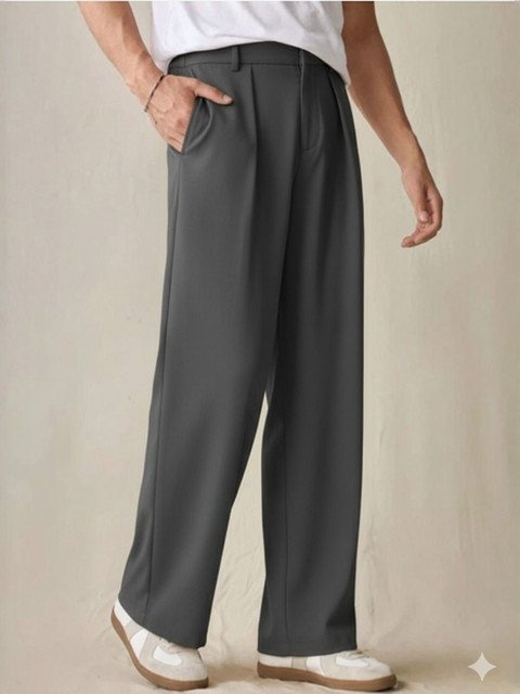 Next One Men Smart Straight Fit Easy Wash Pleated Trousers