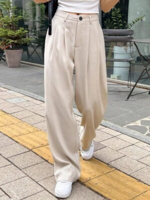 Next One Women Smart Baggy High-Rise Easy Wash Korean Pants