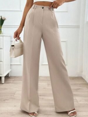 Next One Women Smart Loose Fit High-Rise Pleated Korean Pants