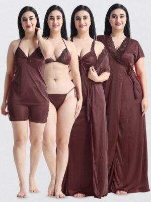 NIGHT KEYS Pack Of 6 Satin Maxi Nightdress