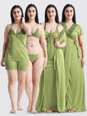 NIGHT KEYS Women Pack Of 6 Nightdress Set