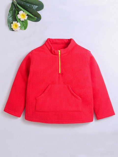 Nino Bambino Unisex Kids Red Solid Sweatshirt