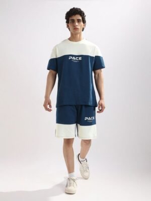 NOBERO Men Oversized Colorblocked Pace Dual Tone T-shirt & Shorts Co-Ords