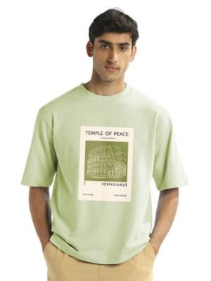NOBERO Printed Oversized Pure Cotton Drop-Shoulder Sleeves T-shirt