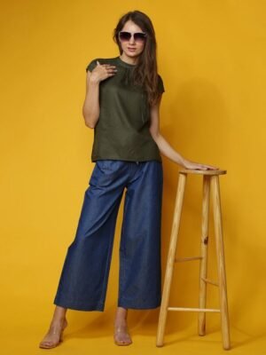 Novio Women Denim Wide Leg Palazzo