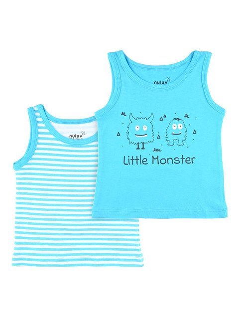 Nuluv Infant Boys Pack Of 2 Printed Pure Cotton Innerwear Vests NLINFBV2013-ON-6M