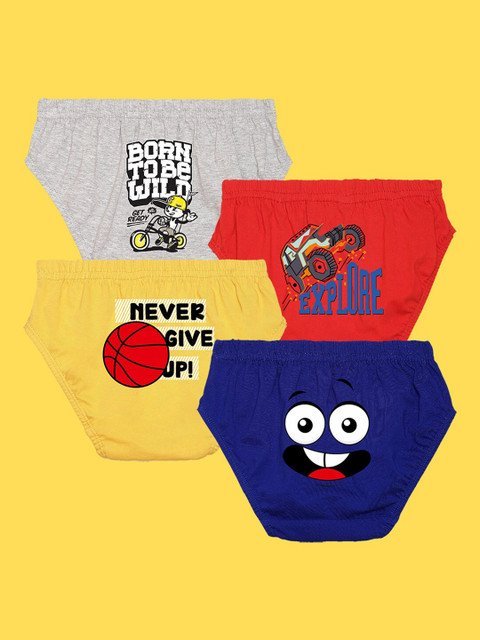 NUSYL Boys Pack Of 4 Printed Cotton Basic Briefs NUBCBRFPO4.0027