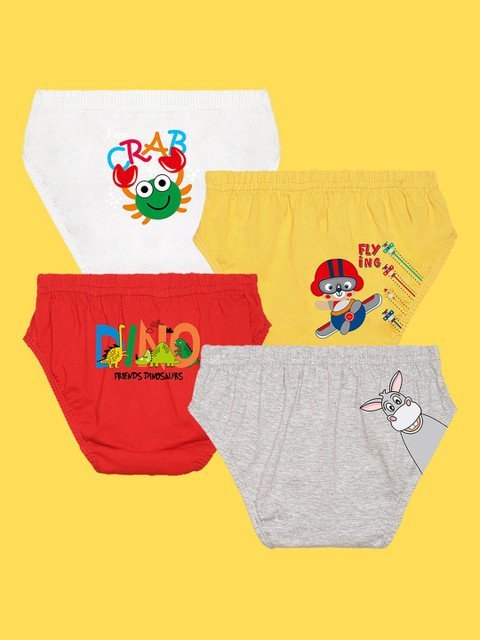 NUSYL Boys Pack Of 4 Pure Cotton Basic Briefs