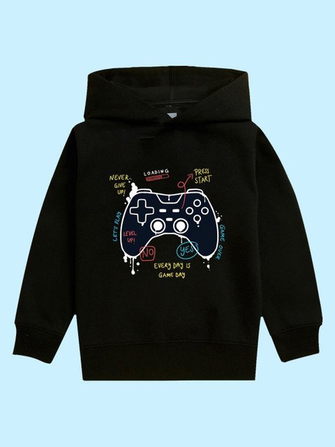 NUSYL Kids Typography Printed Hooded Pullover Sweatshirt