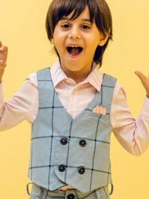 One Friday Boys Checked V-Neck Sleeveless Waistcoat