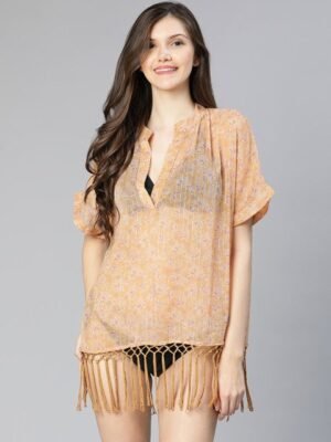 Oxolloxo Women Floral Printed Beachwear Cover-Up Dress