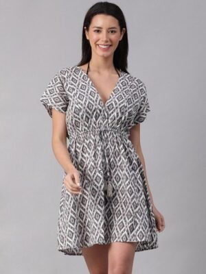 Oxolloxo Women Floral Printed Cotton Swimwear Cover Up Top