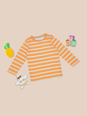 Pantaloons Baby Boys Striped Round Neck Pure Cotton T-shirt