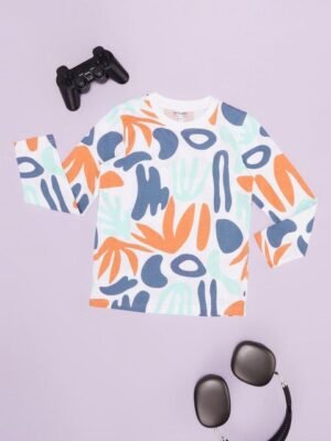 Pantaloons Junior Boys Abstract Printed Round Neck Pure Cotton T-shirt