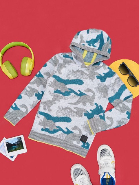 Pantaloons Junior Boys Camouflage Printed Pullover Sweater