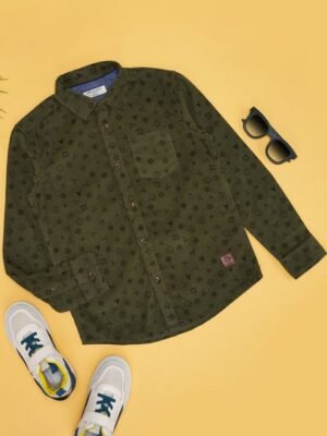 Pantaloons Junior Boys Spread Collar Conversational Printed Cotton Casual Shirt