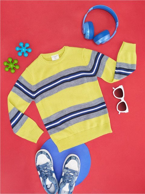 Pantaloons Junior Boys Striped Acrylic Pullover