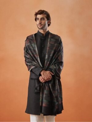 Pashmoda Abstract Woven Design Fringed Shawl