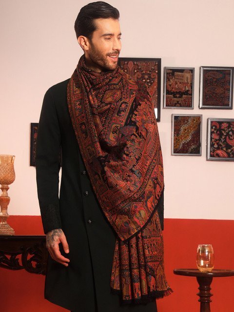 Pashmoda Darbari Kaani Ethnic Motifs Woven Design Shawl