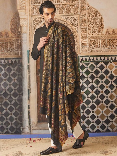 Pashmoda Ethnic Motifs Kaani Woven Design Shawl