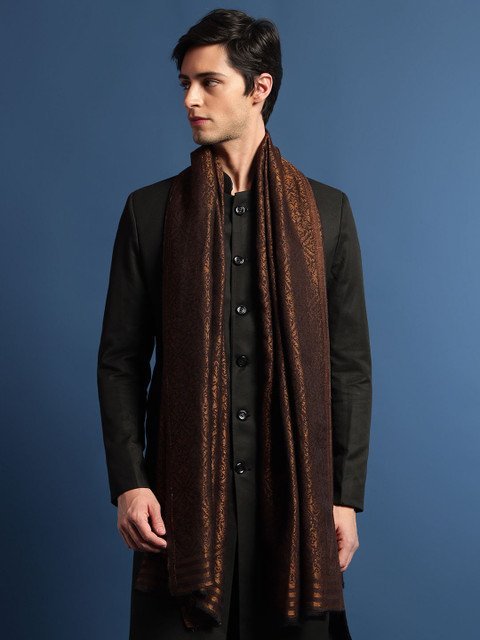 Pashmoda Men Floral Woven Design Shawl