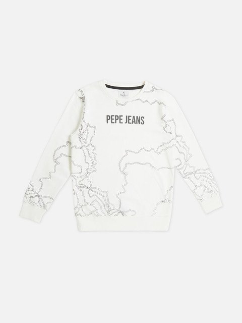 Pepe Jeans Boys Brand Logo Printed Round Neck Cotton Pullover Sweatshirt