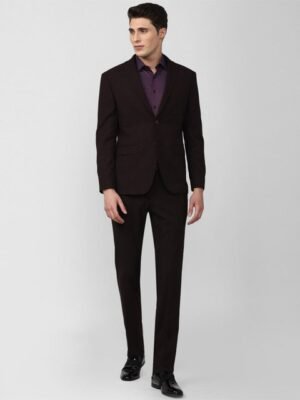 Peter England Elite Men 2 Piece Black Single Breasted Slim Fit Formal Suit