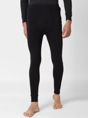 Peter England Men Black Solid Thermal Pants