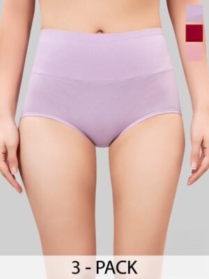 PLUMBURY Pack Of 3 High Waist Hipster Tummy Shaper