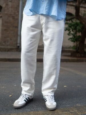 Powerlook Men White Regular Fit Mid-Rise Trousers With Belt