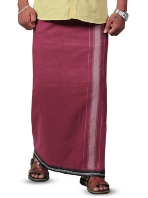 PRAKASAM COTTON Men Solid Border Velcro Cotton Adjustable Pocket Dhoti