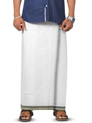 PRAKASAM COTTON Men Solid Velcro Adjustable Cotton Dhoti