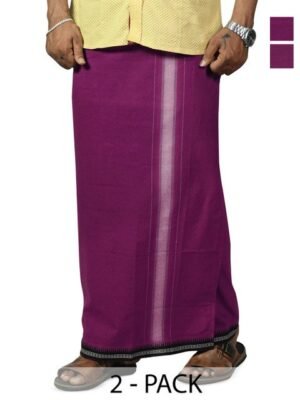 PRAKASAM COTTON Pack of 2 Men Cotton Dhotis