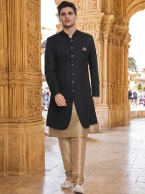 PRINTCULTR Mandarin Collar Sherwani Set