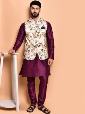 PRINTINDIA Pure Silk Straight Kurta with Trousers