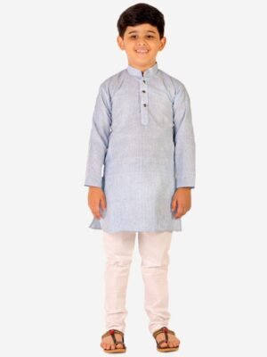 Pro-Ethic STYLE DEVELOPER Boys Blue Striped Pure Cotton Kurta with Pyjama