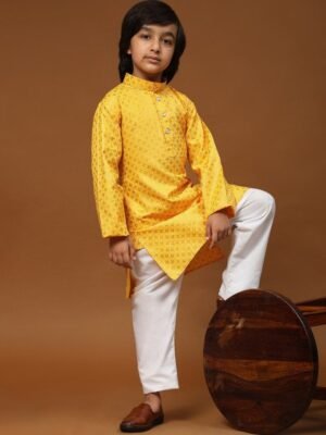 Pro-Ethic STYLE DEVELOPER Boys Ethnic Motifs Printed Regular Kurta With Pyjamas