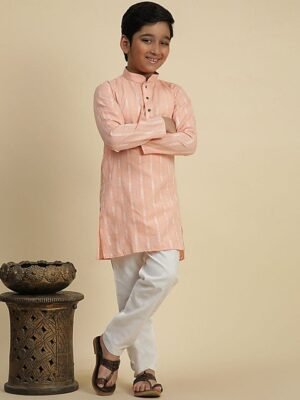 Pro-Ethic STYLE DEVELOPER Boys Geometric Woven Design Pure Cotton Kurta With Pyjama