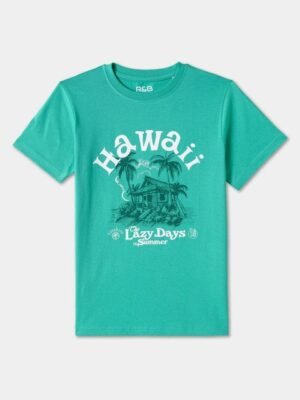 R&B Boys Typography Printed Round Neck Cotton T-shirt
