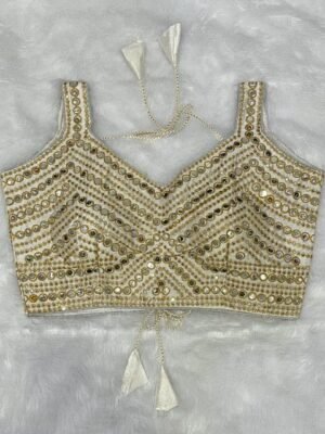 RAGHUVEER CREATION White Ready to Wear Saree Blouse