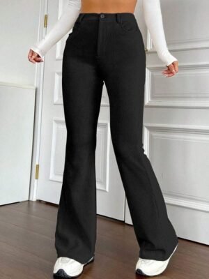 RAJOVATI Women High-Rise Flared Bootcut Trousers