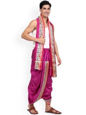 RAMESHWARAM FABRICS Men Dhoti Pant with Stole Set