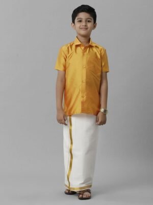 Ramraj Boys Short Sleeves Shirt with Dhoti