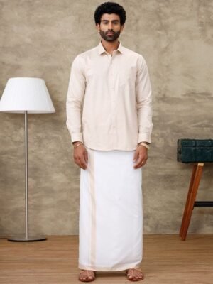 Ramraj Long Sleeves Shirt With Veshti