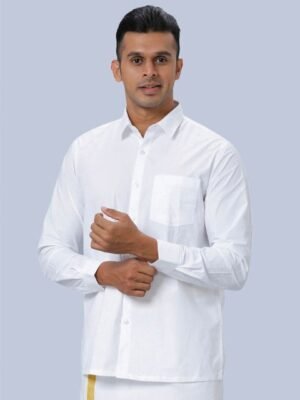 Ramraj Long Sleeves Shirt with Zari Border Dhoti