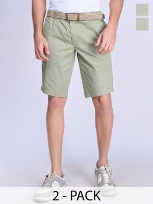Ramraj Men Pack of 2 Regular Fit Mid-Rise Shorts