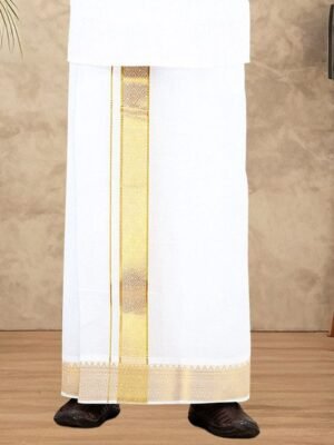Ramraj Men Pure Cotton Single Layer Zari Detailed Dhoti