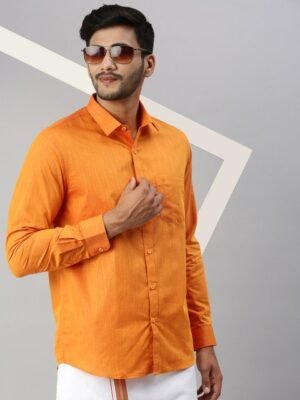 Ramraj Men Solid Cotton Shirt With Dhoti Set